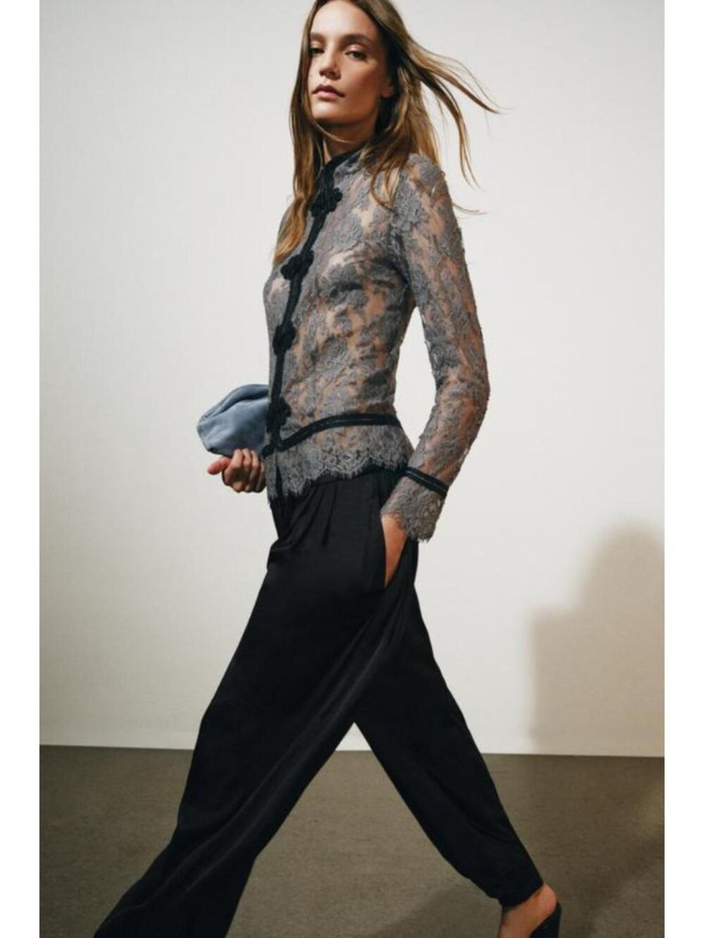 ZARA ZW COLLECTION LACE SHIRT WITH FROG FASTENING 5919/204/809